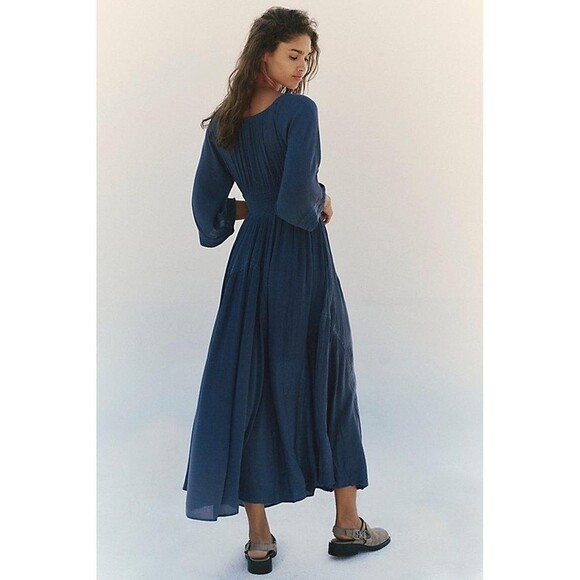 Free People Free-est Dixie Maxi Long Dress Smocked Embroidered Lace M New 283903 - Picture 2 of 8